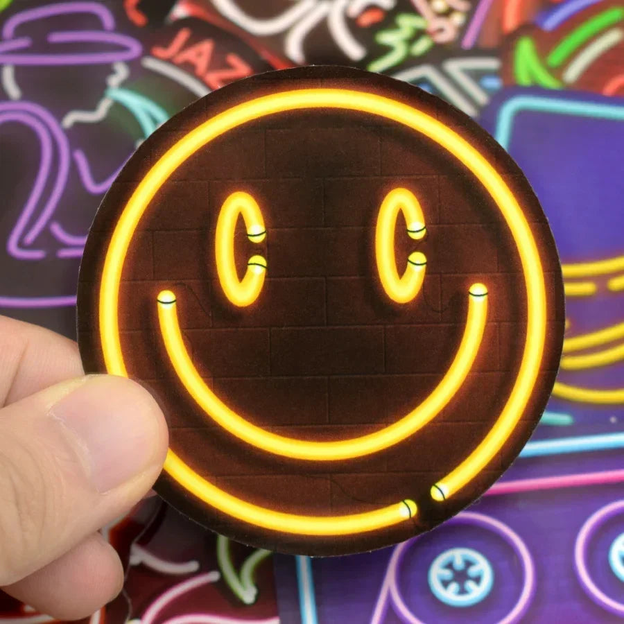 Neon Stickers 50 PCS Waterproof PVC Pack Cute Anime Decal Set Back To School Fall 2025 Kids Personalize Gifts