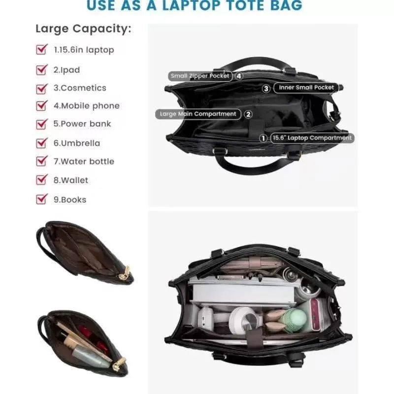 Insulated Lunch Bag Black Shoulder Laptop Bag 2-in-1 Large Capacity Back to School 2026 Gift