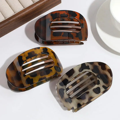 Hair Claw Clip Oval Design Leopard Print Acrylic Barrettes Spring 2026 Trend Gift
