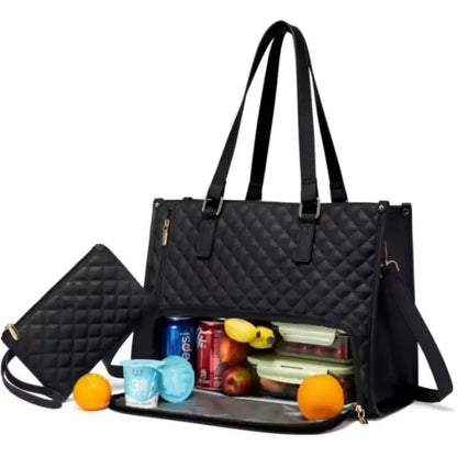 Insulated Lunch Bag Black Shoulder Laptop Bag 2-in-1 Large Capacity Back to School 2026 Gift