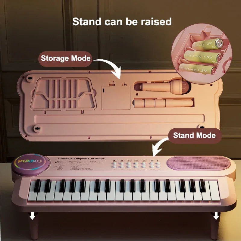 Kids Piano Keyboard Toy With Microphone 37 Keys Educational Musical Toy Back To School 2026 Gift Idea