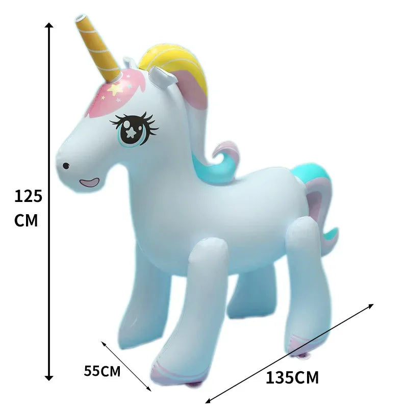 Inflatable Unicorn PVC Giant Water Spray Pool Float Kids Summer 2025 Backyard Party Splash Toy