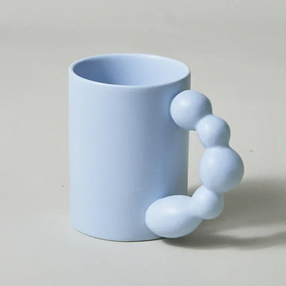 Ceramic Coffee Mug With Tray Beaded Handle Nordic Handmade Cup Fall 2025 Gift Decorative Serving