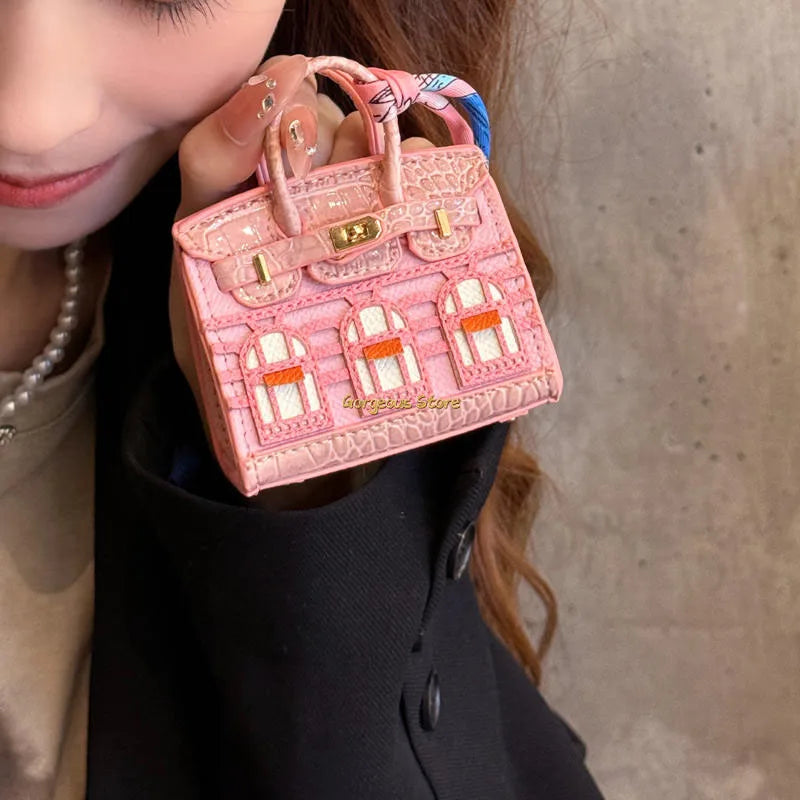 Birkin Inspired Mini Hand Bag - Platinum Bag Charm