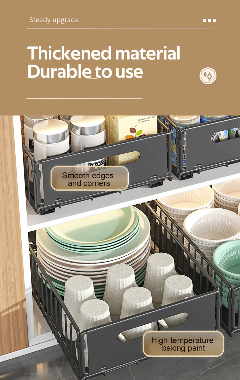 Pull Out Cabinet Organizer Slide Drawer Kitchen Rack
