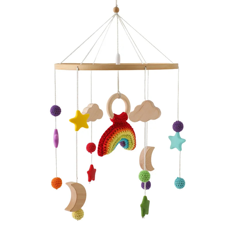 Wooden Baby Mobile Natural Wood Newborn Crib Mobile 0-12 Months Nursery Decor Newborn Gift 2025 Soothing Music