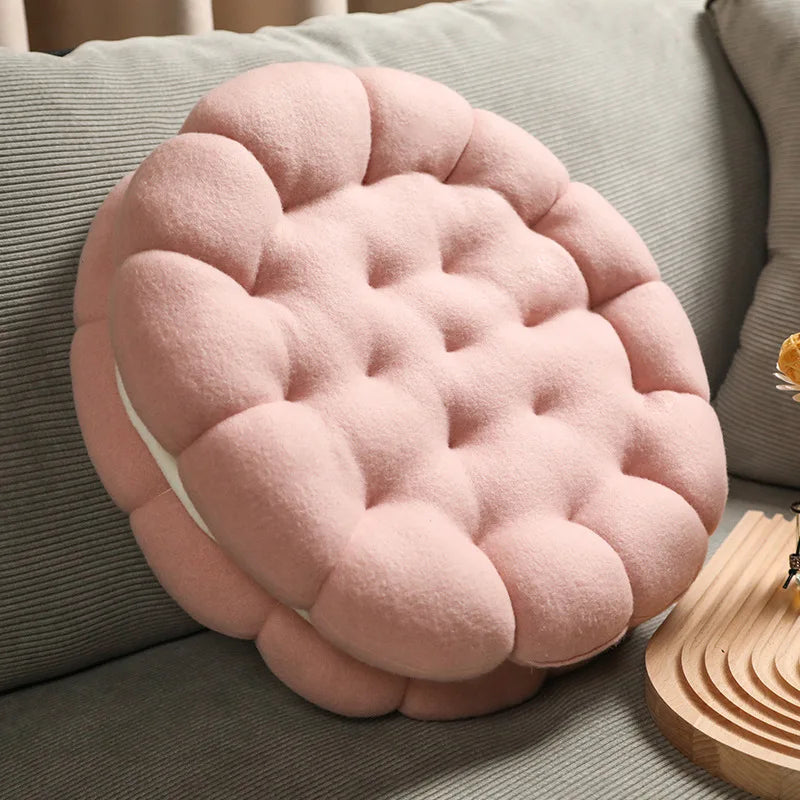 Seat Cushion Biscuit Plush Pillow Cozy Home Decor Fall 2025 Decorative Chair Car Pad Comfort Gift