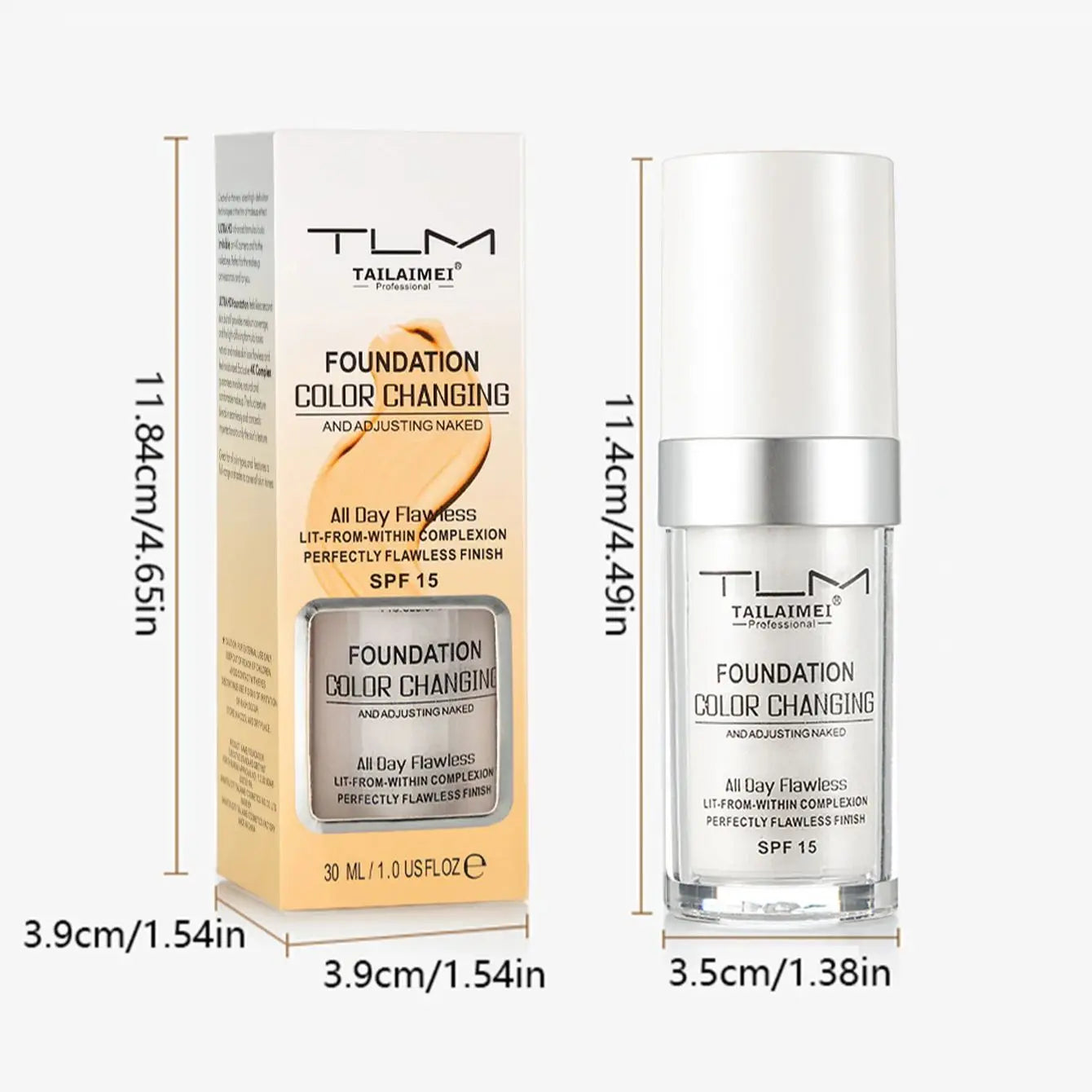 Color-Changing Liquid Foundation with SPF - Long-Lasting Waterproof Oil-Control Sunscreen Cream 30ml