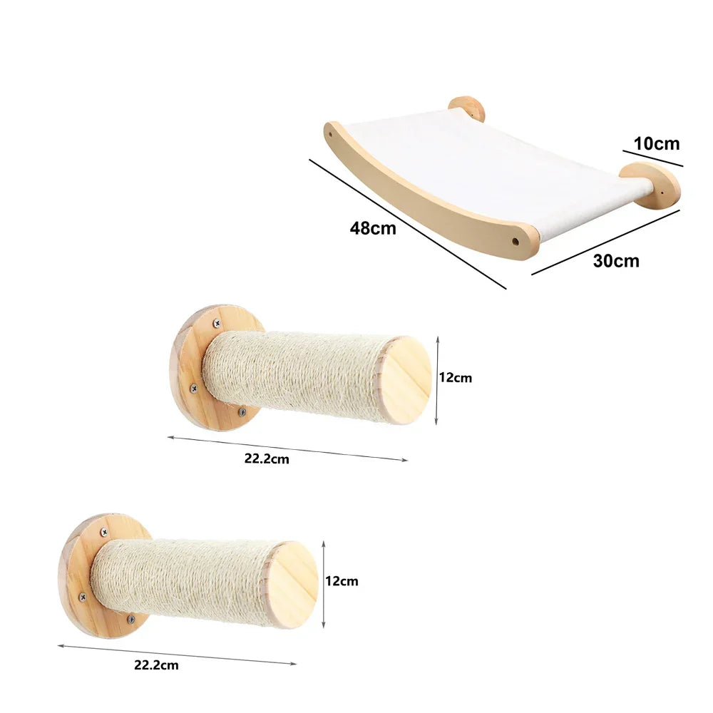 Cat Tree Wall Mounted Hammock Set Vertical Climbing Cat Furniture Fall 2025 Space Saving Scratching Playground