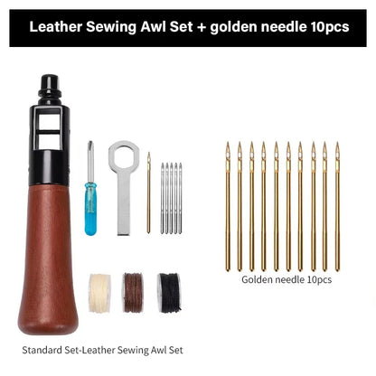Leather Sewing Kit – Premium Hand Stitching Awl Tools Set for DIY Leather Craft and Canvas Repair, Fall 2026 Gift