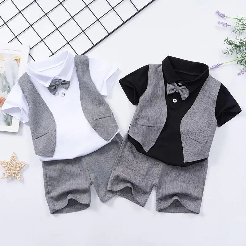 Design features and details on the boys casual t-shirt and shorts set - view 4