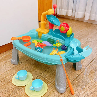 Kids Electric Kitchen Sink Toy with Running Water, Play Utensils, and Multi-Color Design for Pretend Cooking