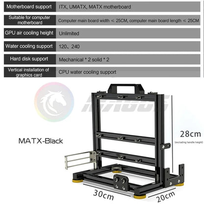 Open Frame PC Case Modular ATX MATX ITX Aluminum Rack