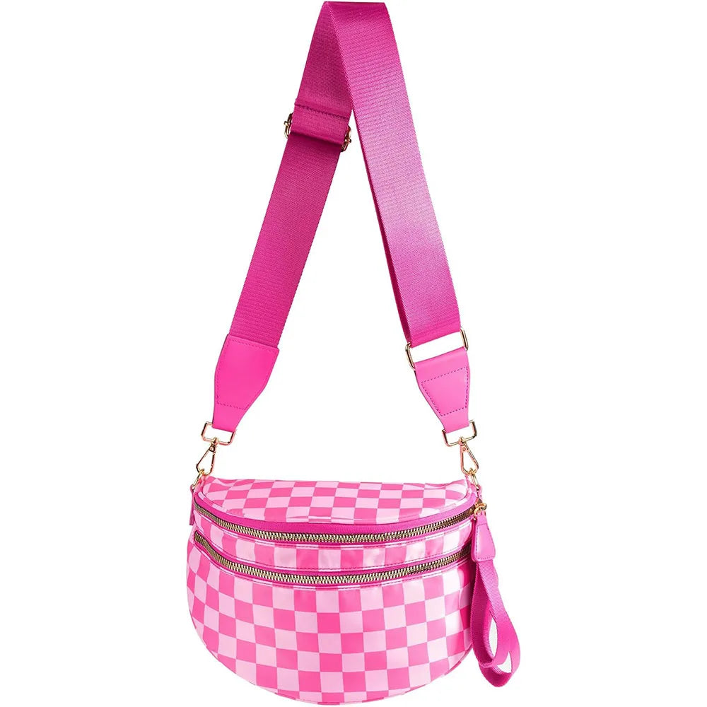 Casual women's checkered crossbody shoulder bag – high-capacity sling bag with adjustable strap