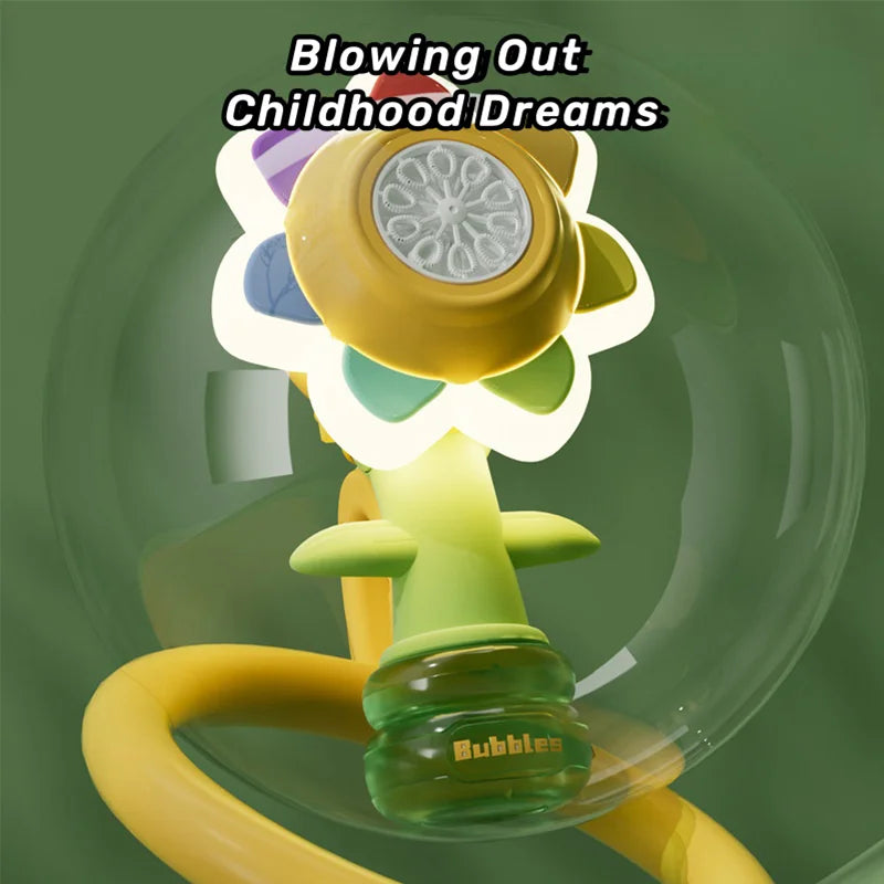 Bubble Machine Sunflower Bubble Maker Toy Kids Summer 2025 One Key Automatic Light Dancing Gift