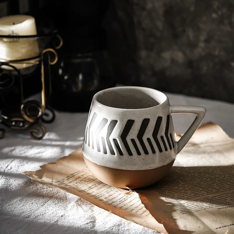 Ceramic Mug Hand Painted Large Capacity Retro Coffee Cup Fall 2025 Artisanal Breakfast Gift