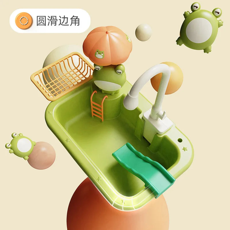 Electric Dishwasher Toy Set for Kids, Interactive Pretend Play Kitchen Sink with Sound, Multi-Color, Educational Role Play