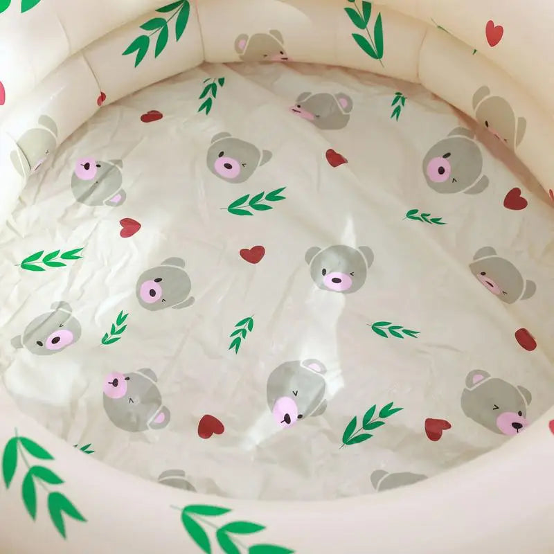 Small Inflatable Kiddie Pool, Durable PVC Small Plastic Pool with Bright Bear Design for Safe Outdoor Fun