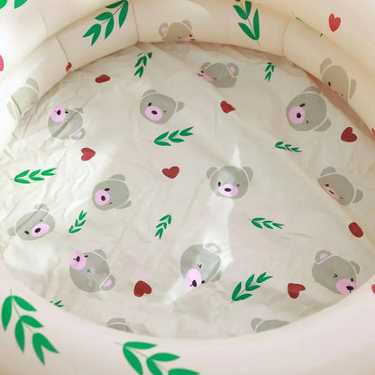 Small Inflatable Kiddie Pool, Durable PVC Small Plastic Pool with Bright Bear Design for Safe Outdoor Fun