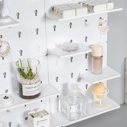 Punch-Free Wall Shelf Organizer with Home Organizers, No Drilling, Kitchen & Bedroom Pegboard Holder