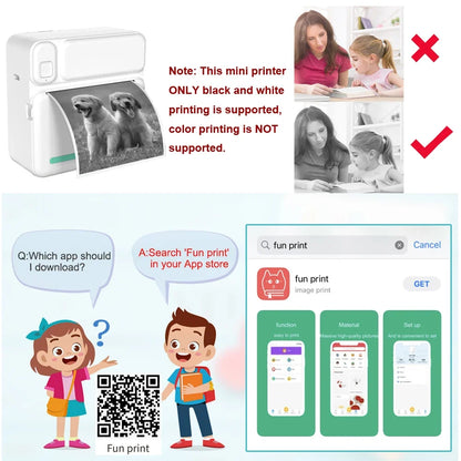 Portable Mini Thermal Label Printer for Android iOS - Inkless Pocket Printer, Home Office Use