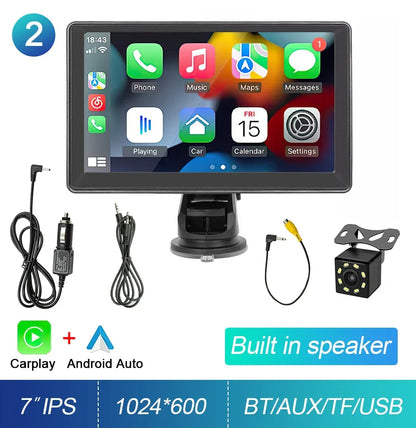 Car Stereo 7-Inch IPS Touchscreen With CarPlay Android Auto, GPS Navigation, WiFi, Rear View Camera