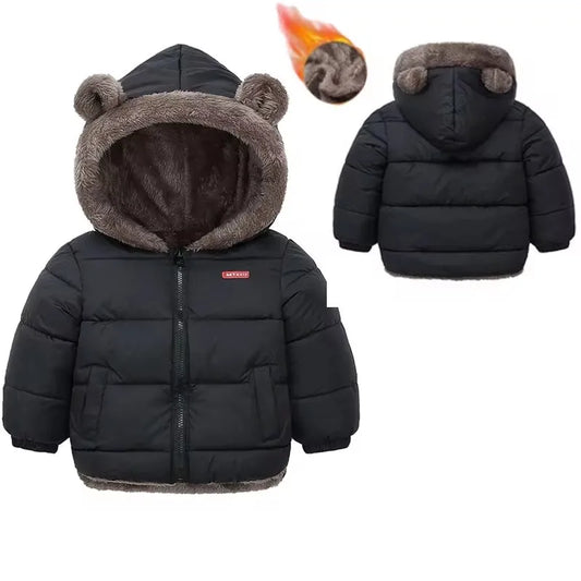 Kids thick padded winter coat with fleece lining and hood