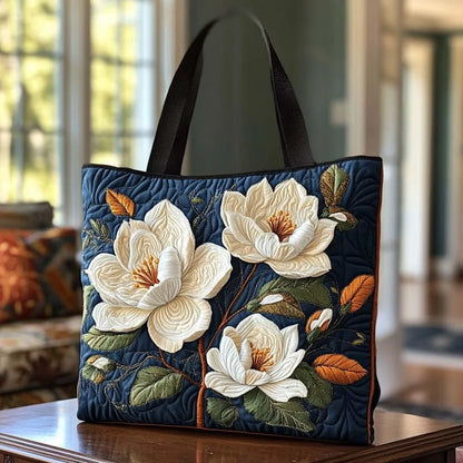 Durable Timeless Women's Tote Bag – Quilted, 3D Floral Embroidery, Cotton, Everyday Use