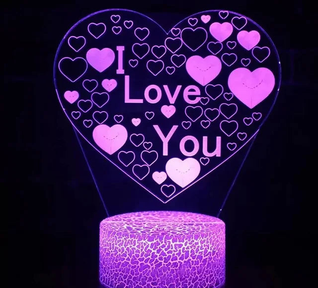 3D Illusion Heart Lamp - USB LED Night Light, An Ideal Valentine's Day Gift