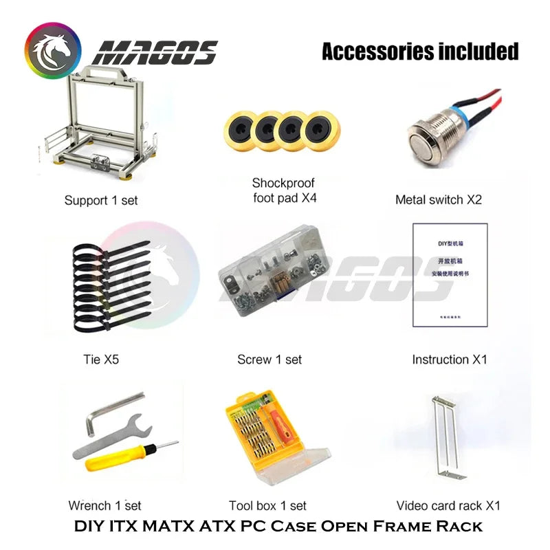 Open Frame PC Case Modular ATX MATX ITX Aluminum Rack