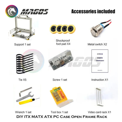 Open Frame PC Case Modular ATX MATX ITX Aluminum Rack