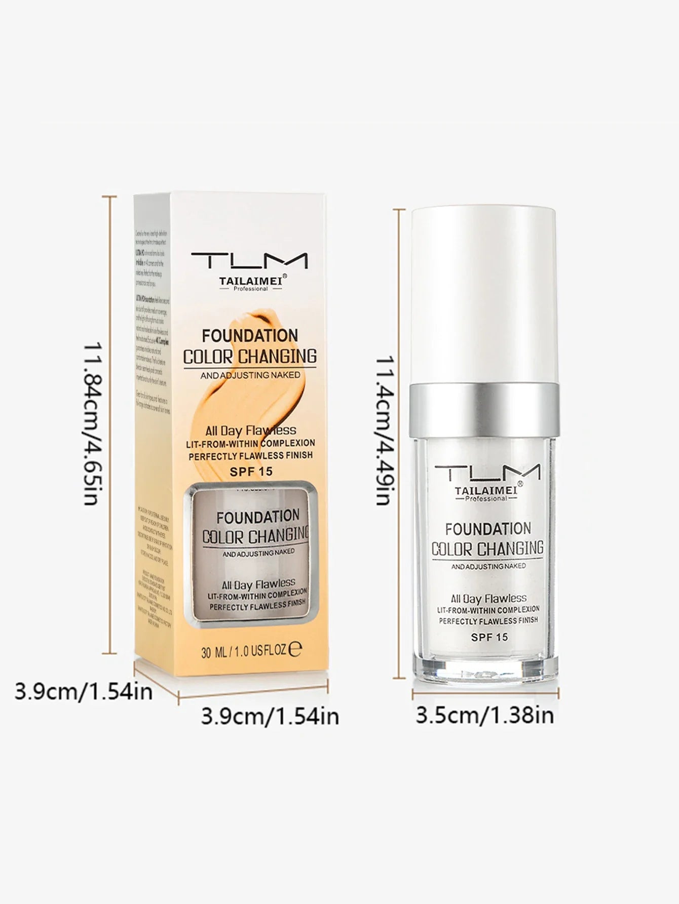 Color-Changing Liquid Foundation with SPF - Long-Lasting Waterproof Oil-Control Sunscreen Cream 30ml