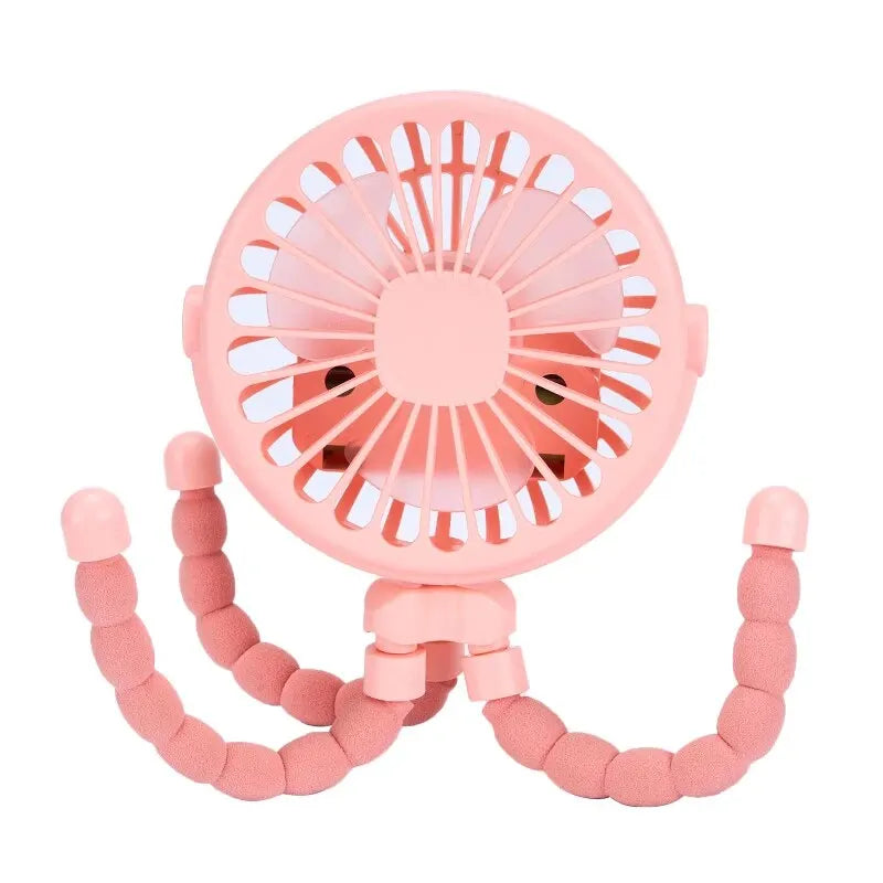 Portable Oscillating Pram Fan Mini Handheld Baby Fan USB Operated Clip-on Flexible Tripod for Car Seat Use
