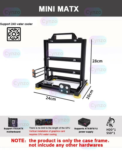 Open Frame ATX PC Case Rack Modular Water Air Cooling