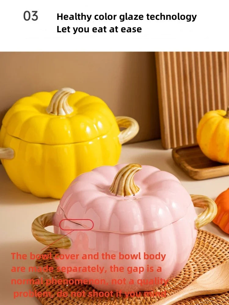 Ceramic Soup Pot Pumpkin Lid Porcelain Large Fall 2025