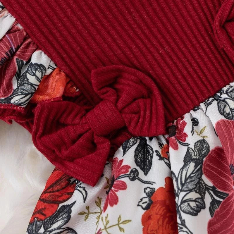 Side view of the baby girls striped bowknot romper dress - view 8