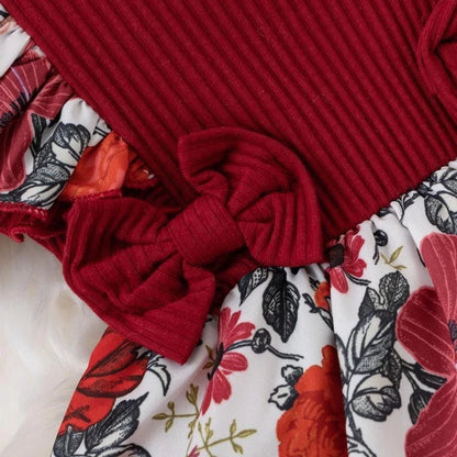 Side view of the baby girls striped bowknot romper dress - view 8