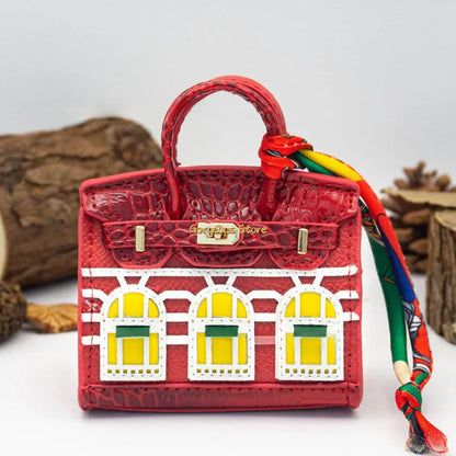 Birkin Inspired Mini Hand Bag - Platinum Bag Charm