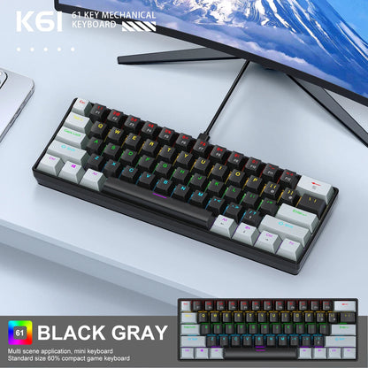 60 Percent Mechanical Mini Keyboard Wired RGB Portable