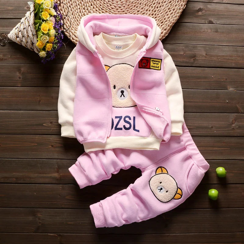 Additional gallery view 16 of kids thick velvet fleece 3-piece sleepwear set
