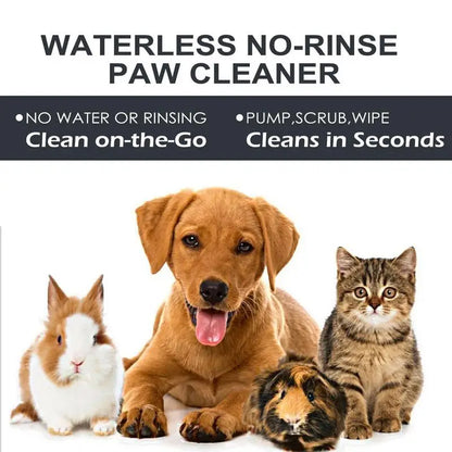 Rinse-Free Pet Foot Cleaner Foam with Silicone Brush - Gentle Paw Care for Dogs & Cats