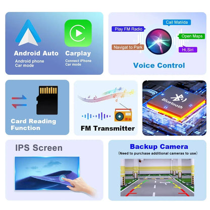 Car Stereo 7-Inch IPS Touchscreen With CarPlay Android Auto, GPS Navigation, WiFi, Rear View Camera