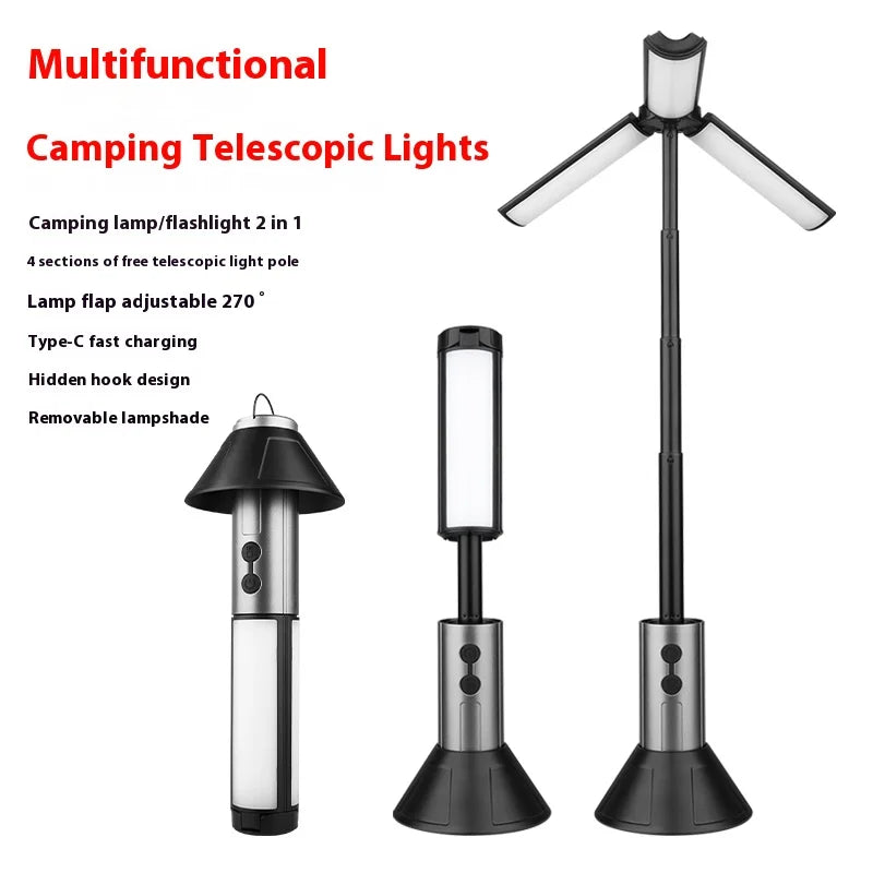 LED Searchlight Telescopic Folding ThreeHead Light, Rechargeable Outdoor Camping Light, Emergency Car Repair Fall2026