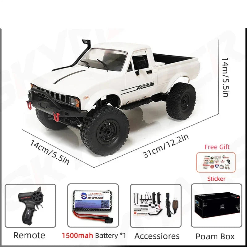 RC Car 1:16 Scale 4WD Rock Crawler Electric Off Road Buggy With LED Lights Gift For Kids 15-20 Min Run Time
