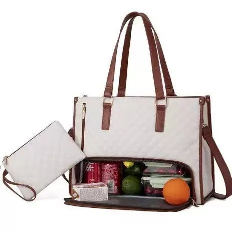 Insulated Lunch Bag Black Shoulder Laptop Bag 2-in-1 Large Capacity Back to School 2026 Gift