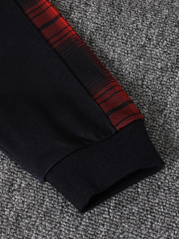 Styling option for baby boys plaid fleece lined hooded outfit