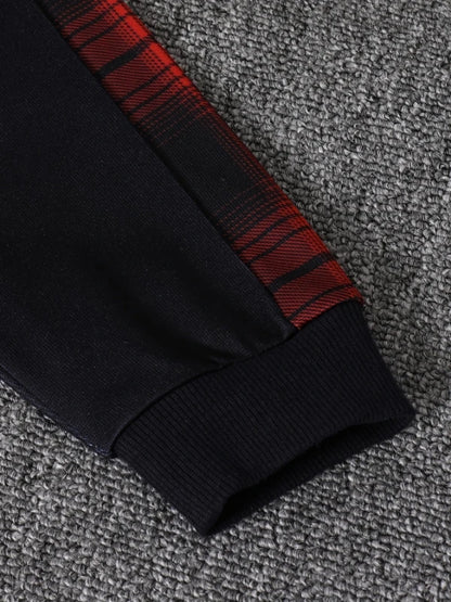 Styling option for baby boys plaid fleece lined hooded outfit