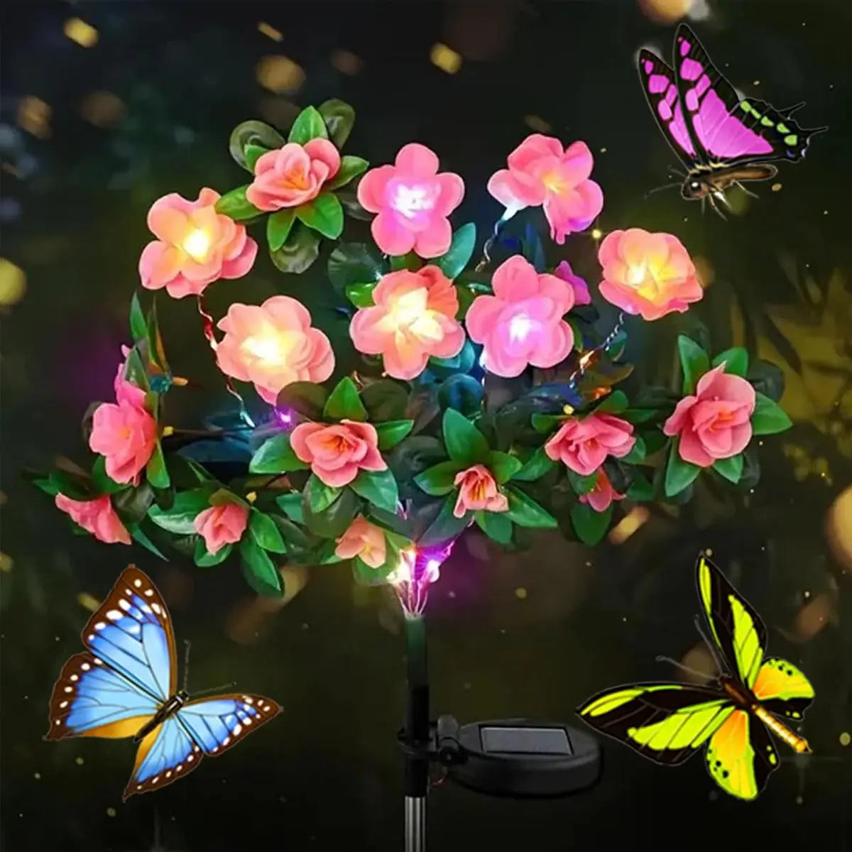 Solar Flower Lights Garden Decor LED Azalea Flowers Outdoor Yard Path Lighting 2026 Holiday Decor Gift Idea