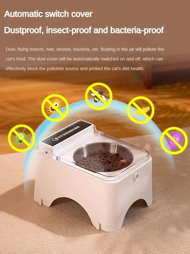 Smart Cat Feeder Infrared Auto Open Cover Dual Stainless Steel Bowls Fall 2025 Hands Free Anti Mouse Mess Free