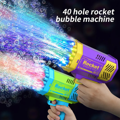 Electric 40-Hole Bubble Blaster Toy - Handheld Outdoor Fun for Kids, No Batteries or Bubble Solution Needed